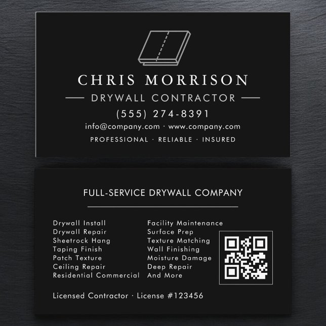 Carte De Visite Professional Drywall Sheetrock QR Code (Créateur téléchargé)