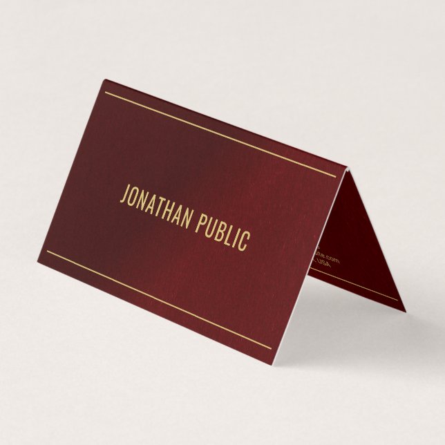 Carte De Visite Professional Elegant Template Folded Gold Text (Devant)