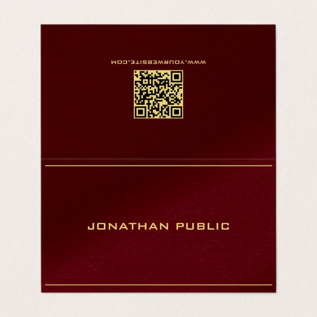 Carte De Visite Professional Elegant Template Gold Text Folded (Extérieur déplié)
