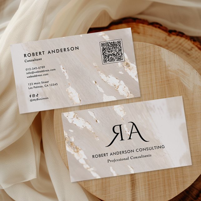 Carte De Visite Professional Gold Foil QR Code & Social Media (Créateur téléchargé)