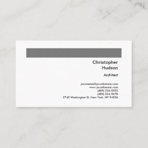 Carte De Visite Professional Grey Blanc Simple Plain Architect