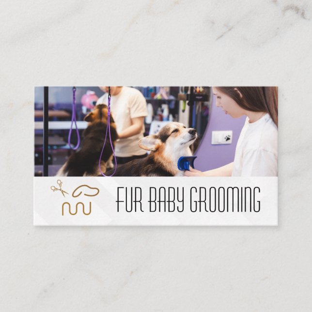 Carte De Visite Professional Groomer Trimming Cute Dog (Devant)