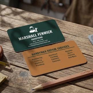 Carte De Visite Professional Handyman Forest Green Copper
