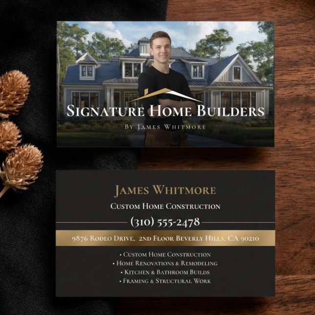 Carte De Visite Professional Home Builder Contractor Photo Qr Code (Professional Home Builder Contractor Photo Qr Code Business Card)