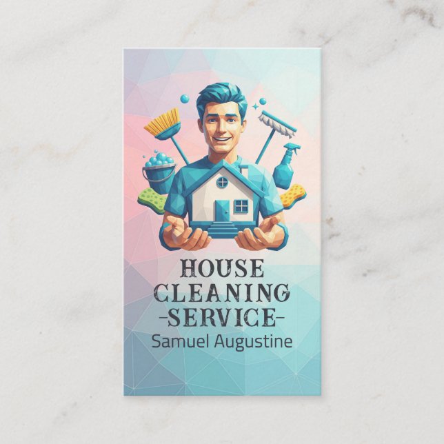 Carte De Visite Professional House Cleaning Service Housekeeping (Devant)