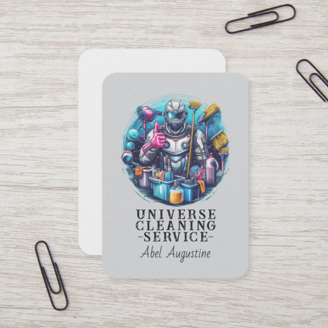 Carte De Visite Professional House Cleaning Service Housekeeping (Devant/Arrière en situation)