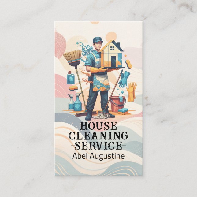 Carte De Visite Professional House Cleaning Service Housekeeping (Devant)