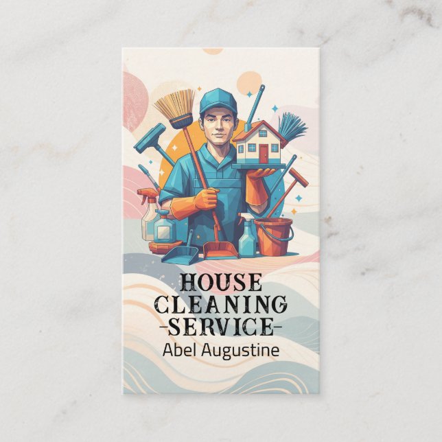 Carte De Visite Professional House Cleaning Service Housekeeping (Devant)