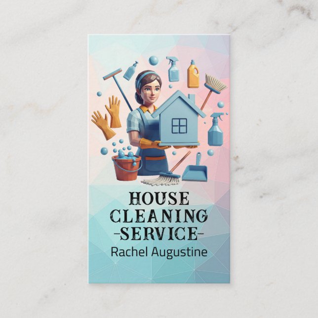 Carte De Visite Professional House Cleaning Service Housekeeping (Devant)