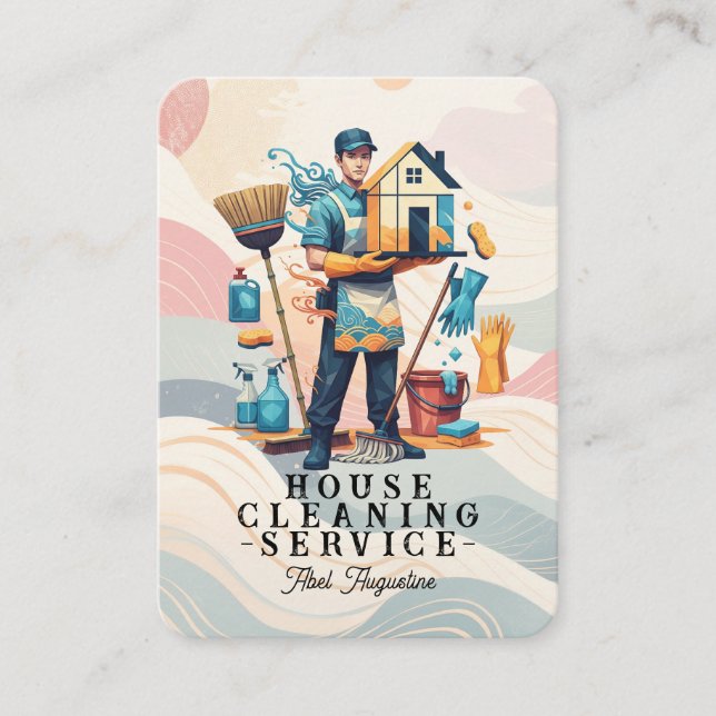 Carte De Visite Professional House Cleaning Service Housekeeping (Devant)