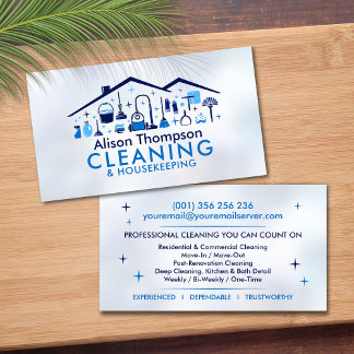 Carte De Visite Professional House Cleaning Services Business Card