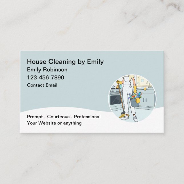 Carte De Visite Professional House Cleaning Services Modern (Devant)