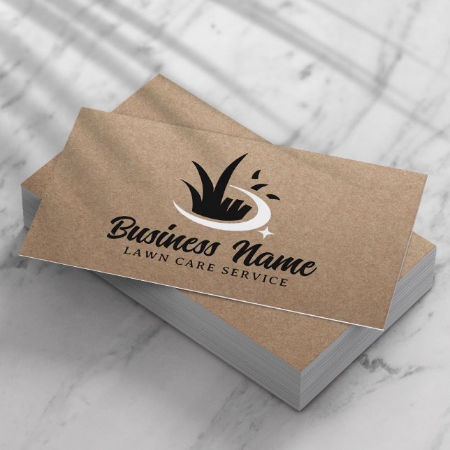 Carte De Visite Professional Lawn Care & Landscaping Rustic Kraft (Créateur téléchargé)