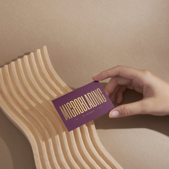 Carte De Visite Professional Microblading Tech Burgundy & Gold  (Créateur téléchargé)