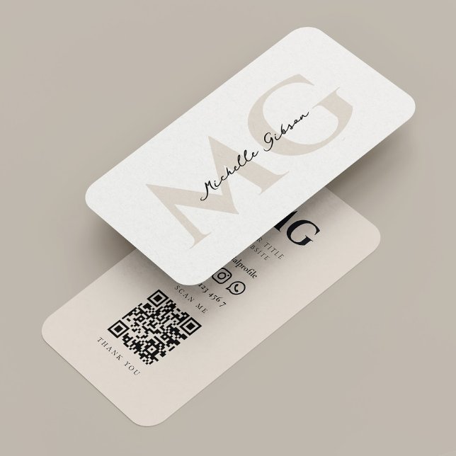 Carte De Visite Professional Minimal White Sand Initials (Professional Minimal White Sand Initials Business Card
)