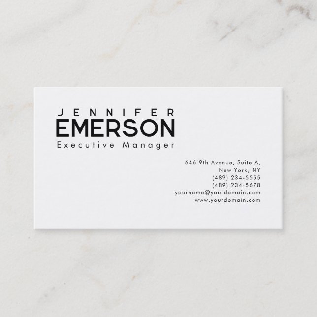 Carte De Visite Professional minimalist modern plain  (Devant)
