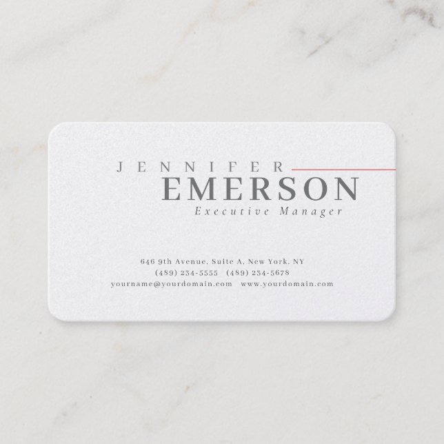 Carte De Visite Professional minimalist modern plain premium pearl (Devant)