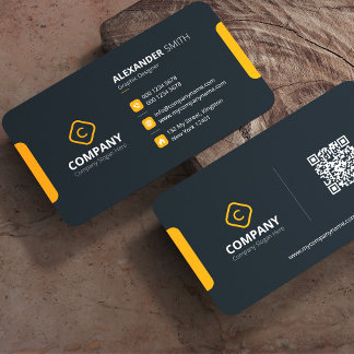 Carte De Visite Professional Minimalist Orange & Gray Corporate