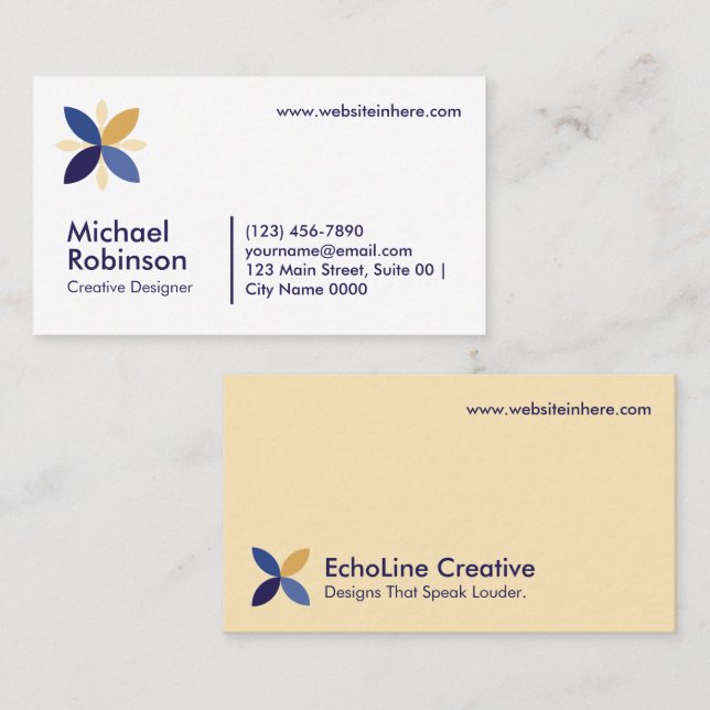 Carte De Visite Professional Minimalist Stylish Floral Creative  (Devant / Derrière)
