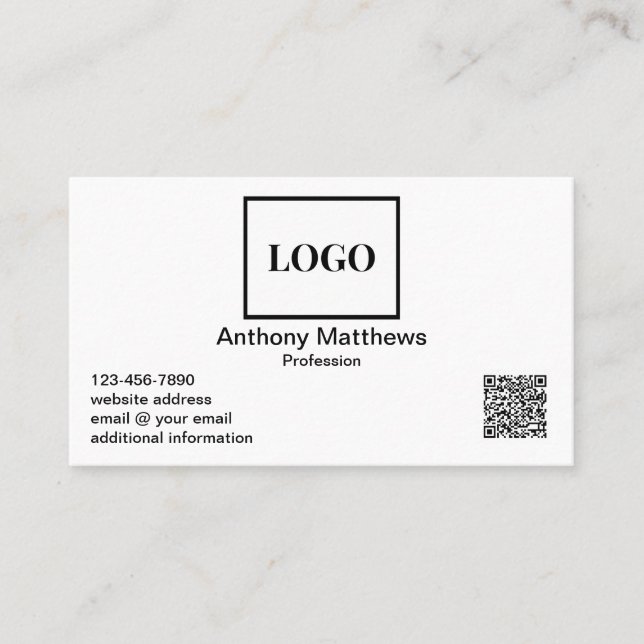 Carte De Visite Professional Modern Add Logo et QR Code (Devant)