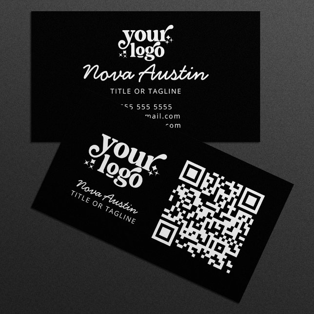 Carte De Visite Professional Modern Black QR Code Téléchargez votr (Créateur téléchargé)