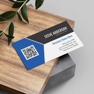 Carte De Visite Professional Modern Blue - Corporate QR Code Logo