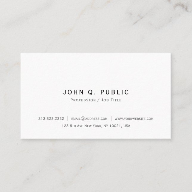 Carte De Visite Professional Modern Elegant Simple Create Your Own (Devant)
