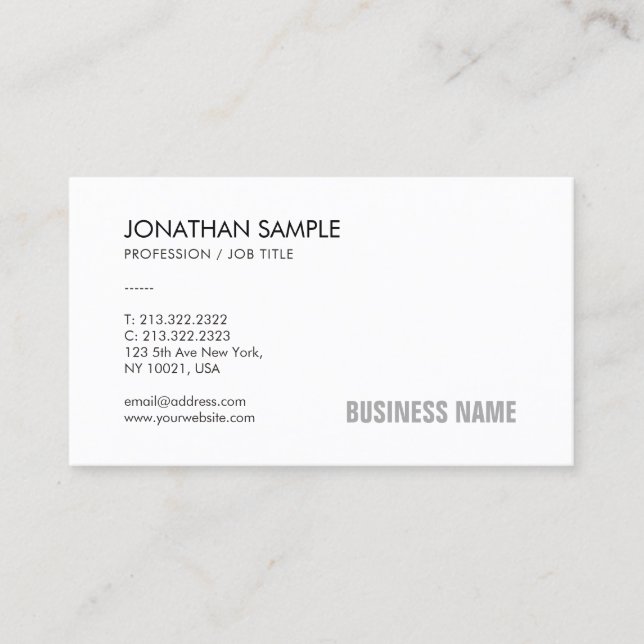 Carte De Visite Professional Modern Elegant Simple Plain Company (Devant)