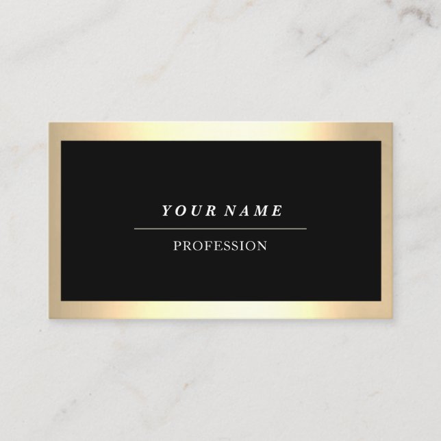 Carte De Visite Professional Modern Golden encadré Black Consultin (Devant)