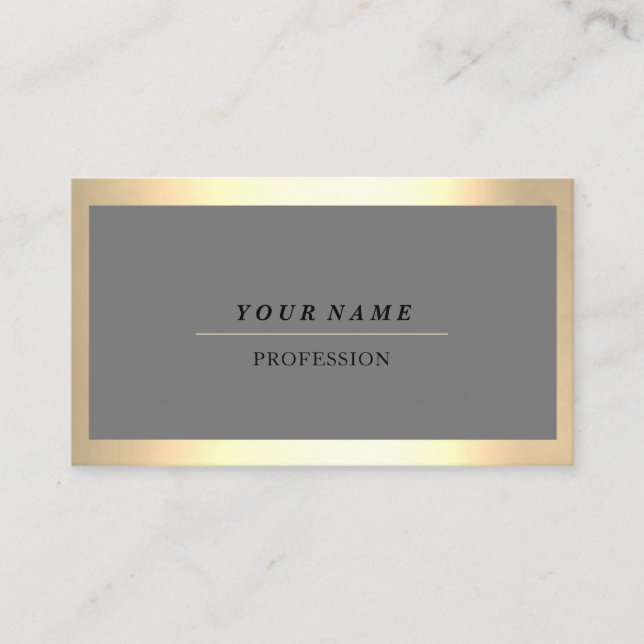 Carte De Visite Professional Modern Golden encadré Grey Consulting (Devant)
