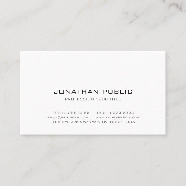 Carte De Visite Professional Modern Minimalist Design Elegant Chic (Devant)