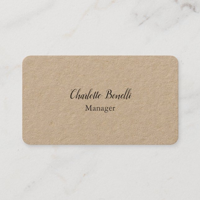 Carte De Visite Professional Modern Minimalist Premium Kraft (Devant)