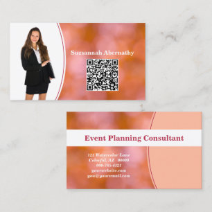 Carte De Visite Professional Orange Bokeh Blur Photo personnalisée