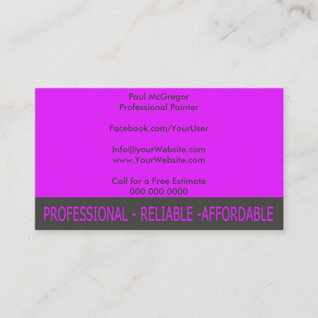 Carte De Visite Professional Painter Business Card (Devant)