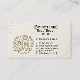 Carte De Visite Professional Pet Breeder & Animal Care 