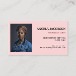 Carte De Visite Professional Pink Registered Nurse Photo