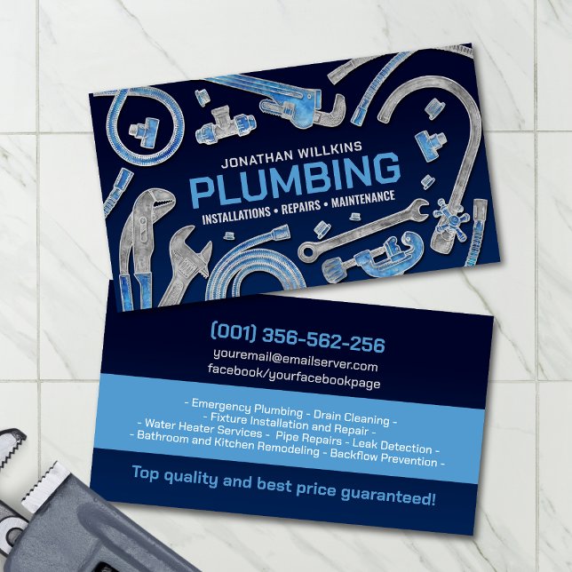 Carte De Visite Professional Plumbing Services  (Créateur téléchargé)