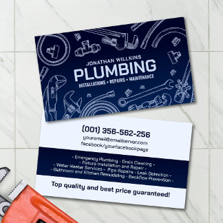 Carte De Visite Professional Plumbing Services 