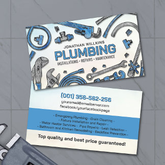 Carte De Visite Professional Plumbing Services 