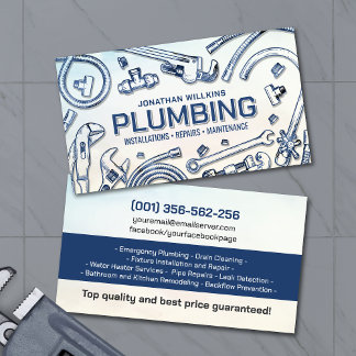 Carte De Visite Professional Plumbing Services 