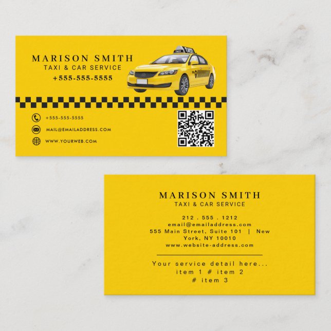 Carte De Visite Professional Taxi Service  (Devant / Derrière)