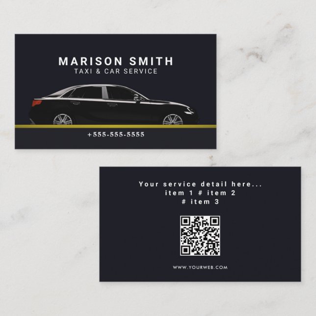 Carte De Visite Professional Taxi Service  (Devant / Derrière)