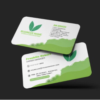 Carte De Visite Professional White Green Lawn Care & Landscaping