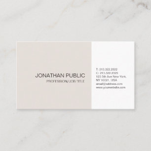 Carte De Visite Professionnel Beige Blanc Élégant Plaine Artistiqu