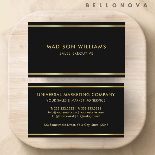 Carte De Visite Professionnel Black and Gold Premium personnalisé (Custom Black and Gold Premium Professional Business Card)