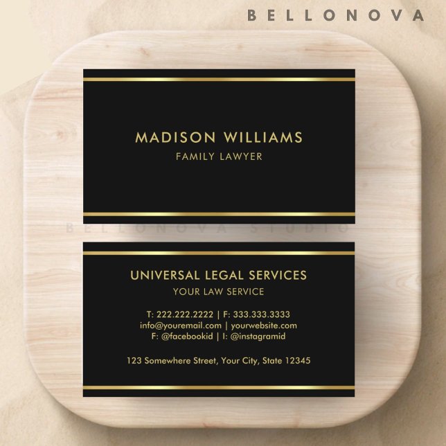 Carte De Visite Professionnel Black and Gold Premium personnalisé (Custom Black and Gold Premium Professional Business Card)
