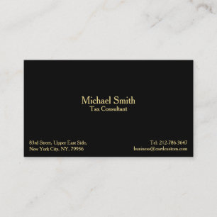 Carte De Visite Professionnel Black Faux Gold Élégant Moderne Pe