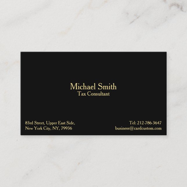 Carte De Visite Professionnel Black Faux Gold Élégant Moderne Pers (Devant)