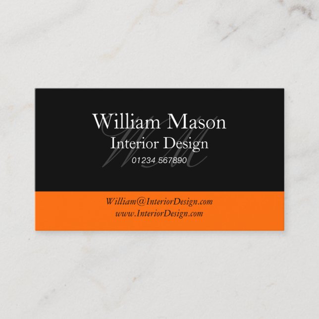 Carte de visite professionnel Black & Orange (Devant)