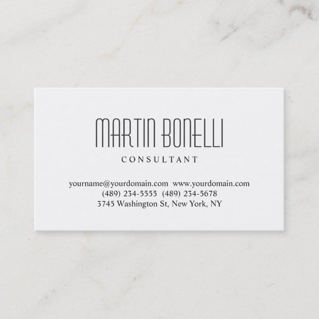 Carte de visite professionnel blanc simple (Devant)